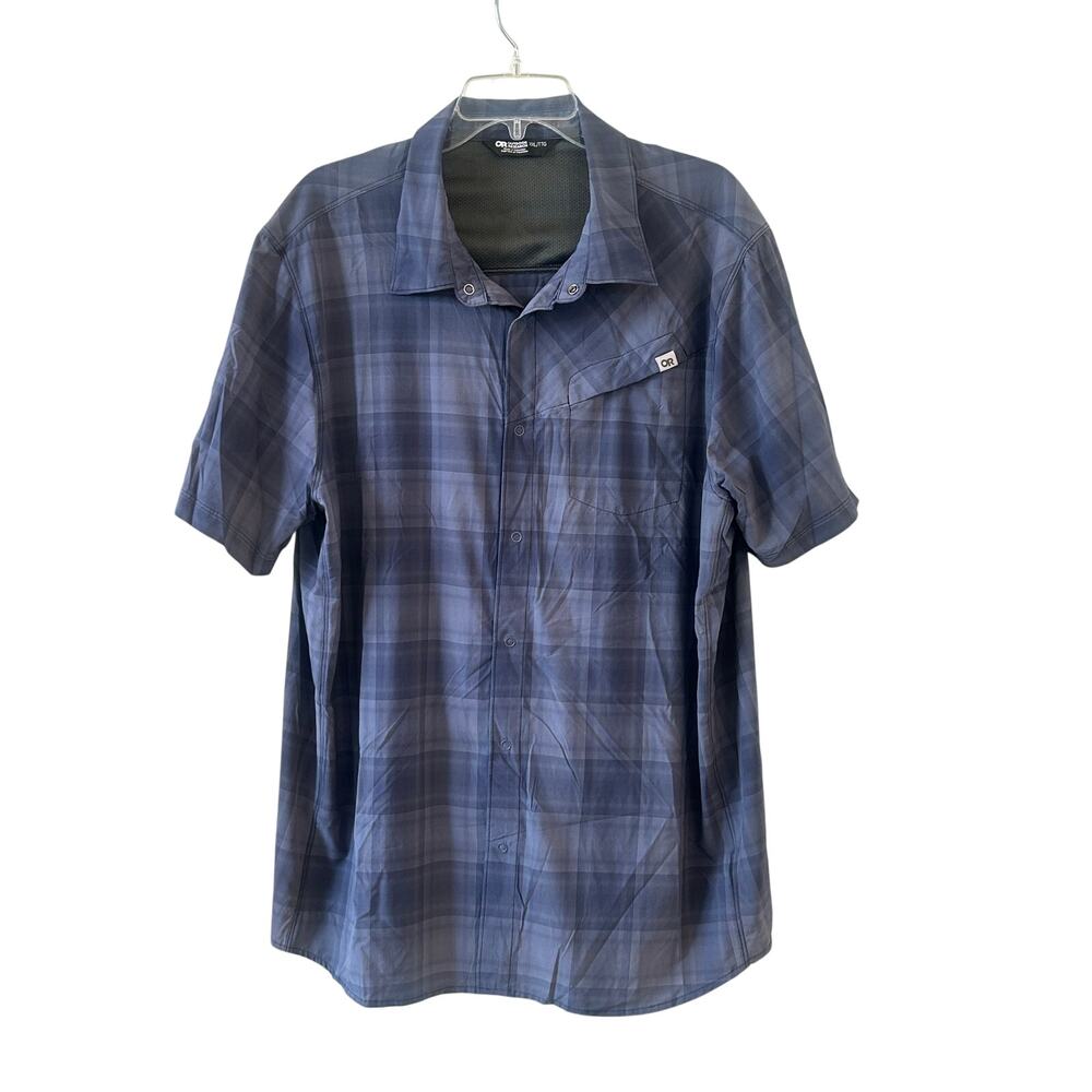 Outdoor Research Blue Plaid Short Sleeve Button-Down Shirt